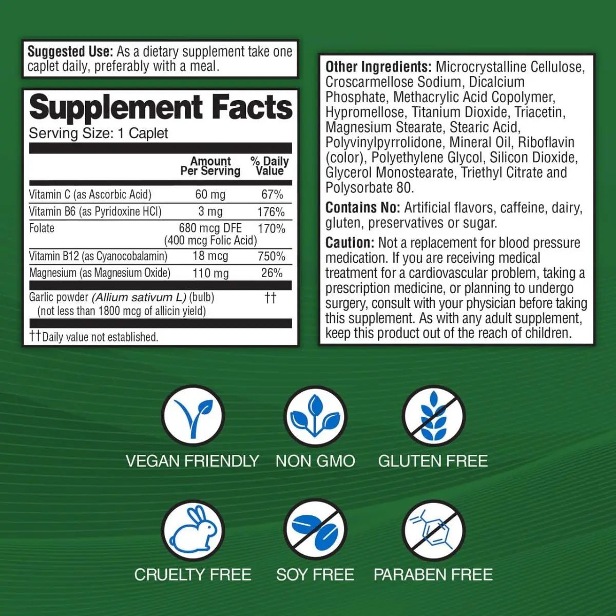 Garlique® Healthy Blood Pressure 60 Tabletas | Presión Arterial - Hi Vitamins