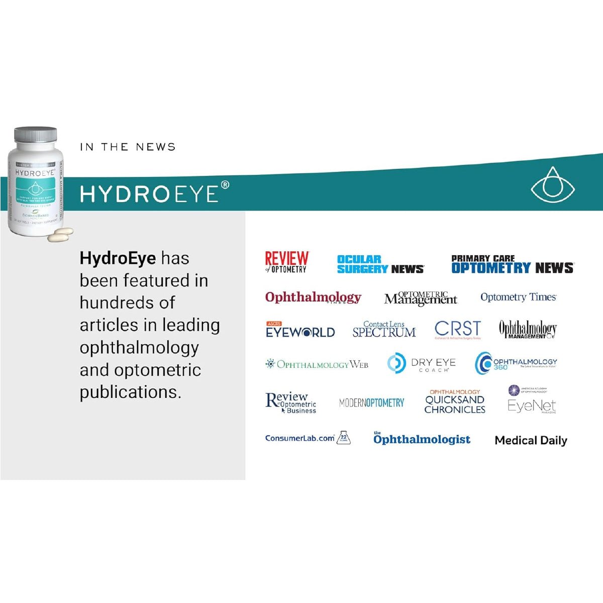 ScienceBased Health HydroEye 120 Cápsulas Blandas Apoyo Ojos Secos, Película Lagrimal y Salud Visual - Hi Vitamins