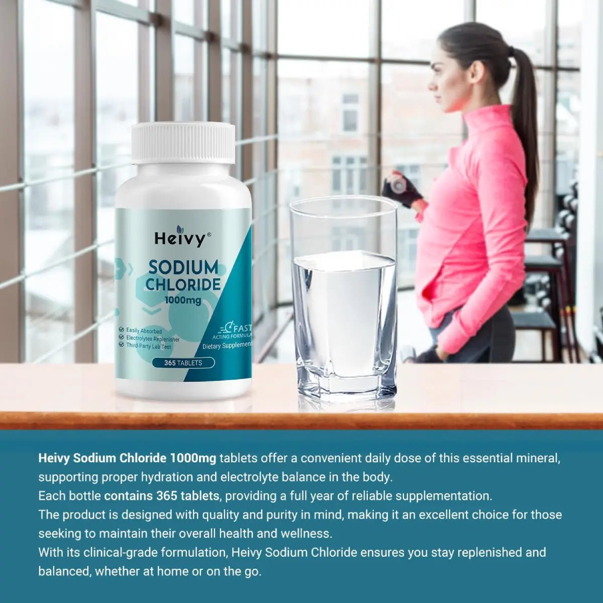 Heivy Cloruro de Sodio 1000 mg 365 tabletas - Hi Vitamins