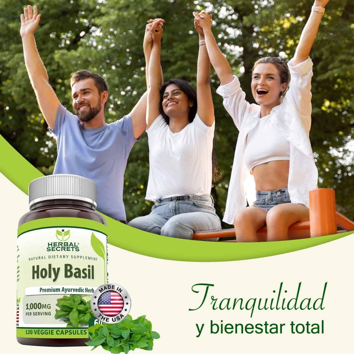 Herbal Secrets Holy Basil 1000 Mg 120 Cápsulas - Hi Vitamins
