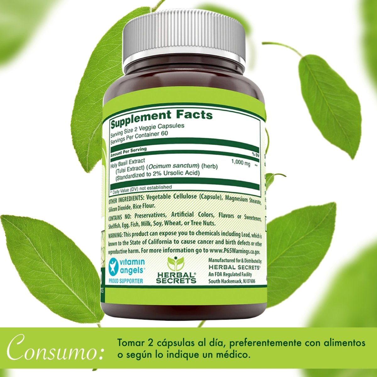 Herbal Secrets Holy Basil 1000 Mg 120 Cápsulas - Hi Vitamins