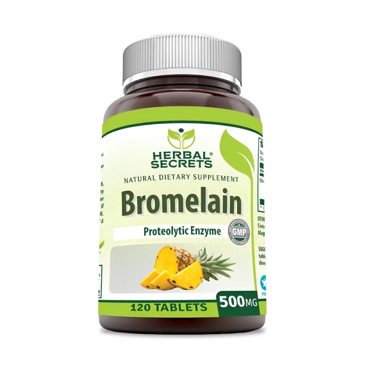 Herbal Secrets® Bromelina 500mg 120 Tabletas | Apoyo a la digestión- Hi Vitamins. Envíos a todo México.