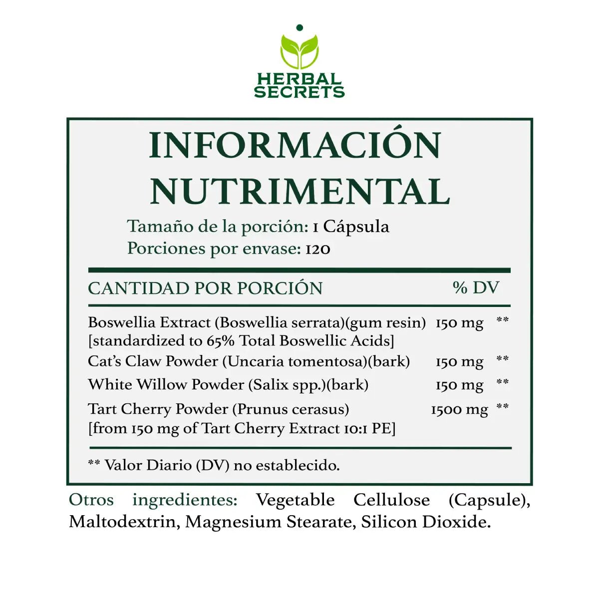 Herbal Secrets® Herbal Joint Care 120 Cápsulas - Hi Vitamins