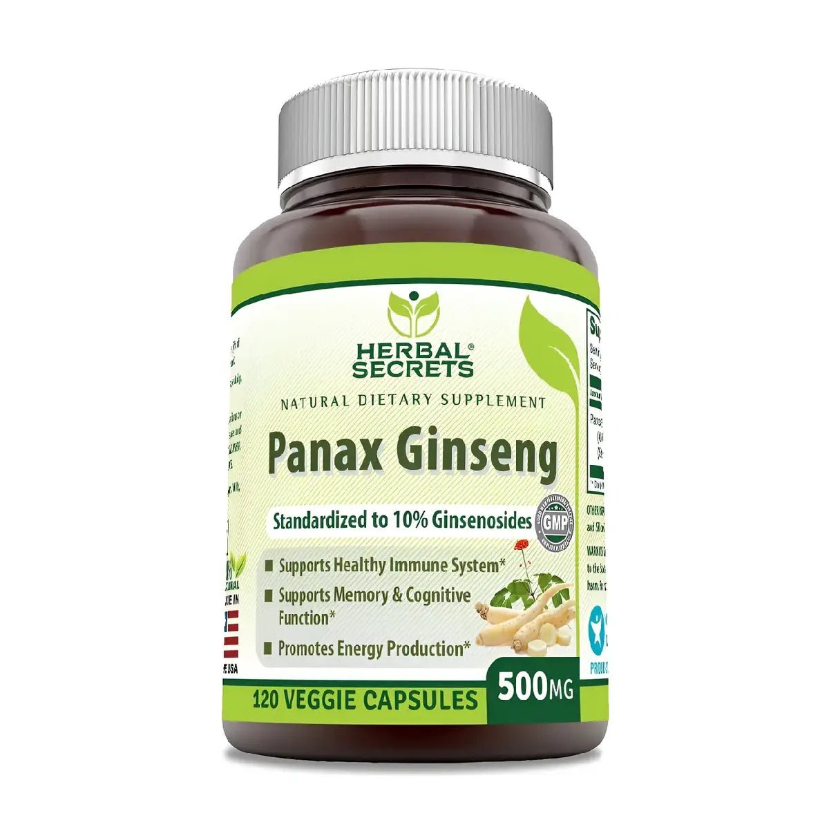 Herbal Secrets® Panax Ginseng 500mg 120 Cápsulas - Hi Vitamins