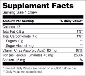 BARIATRIC FUSION® IRON 45MG PLUS VITAMIN C CHERRY 60 SOFT CHEWS