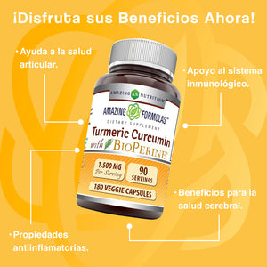 AMAZING FORMULAS TURMERIC CURCUMIN WITH BIOPERINE 1500MG 180 CAPS