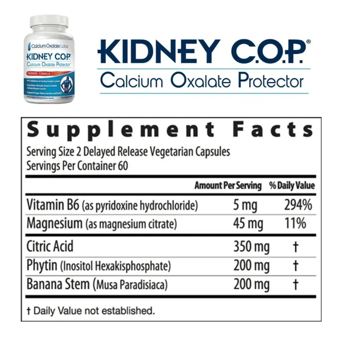 Kidney C.O.P Calcium Oxalate Labs 120 cápsulas – Apoyo avanzado para la salud renal - Hi Vitamins