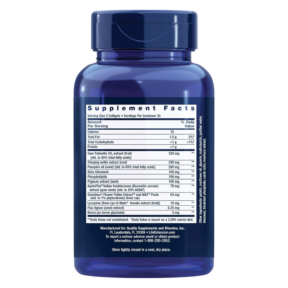 Life Extension Ultra Prostate Formula 60 Cápsulas Blandas Apoyo Salud de la Próstata Flujo Urinario y Bienestar Masculino