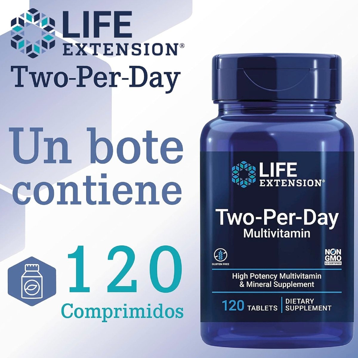 Life Extension Two-Per-Day Multivitamínico 120 Tabletas Vitaminas y Minerales Esenciales Apoyo Nutricional y Bienestar Diario - Hi Vitamins