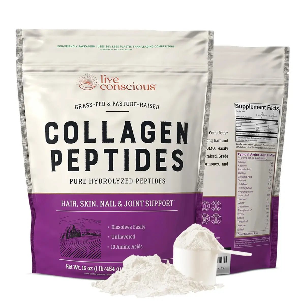 Live Conscious Colágeno Hidrolizado Tipo I y III 454 g - Hi Vitamins