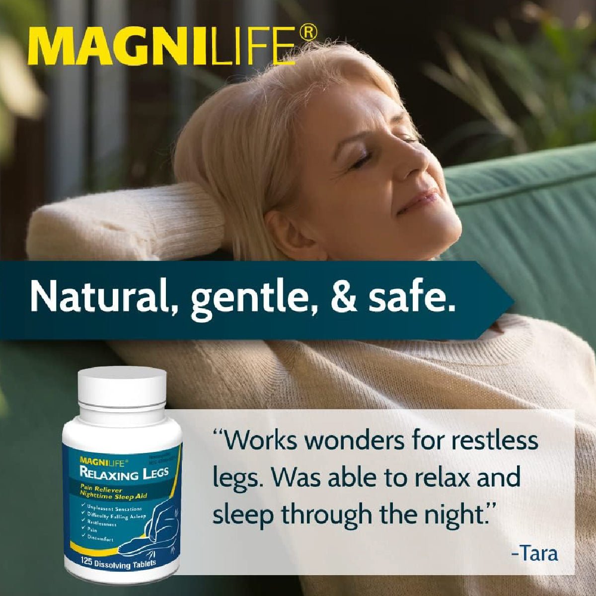 MagniLife Relaxing Legs 125 Tabletas Alivio Nocturno para Piernas Inquietas y Descanso - Hi Vitamins