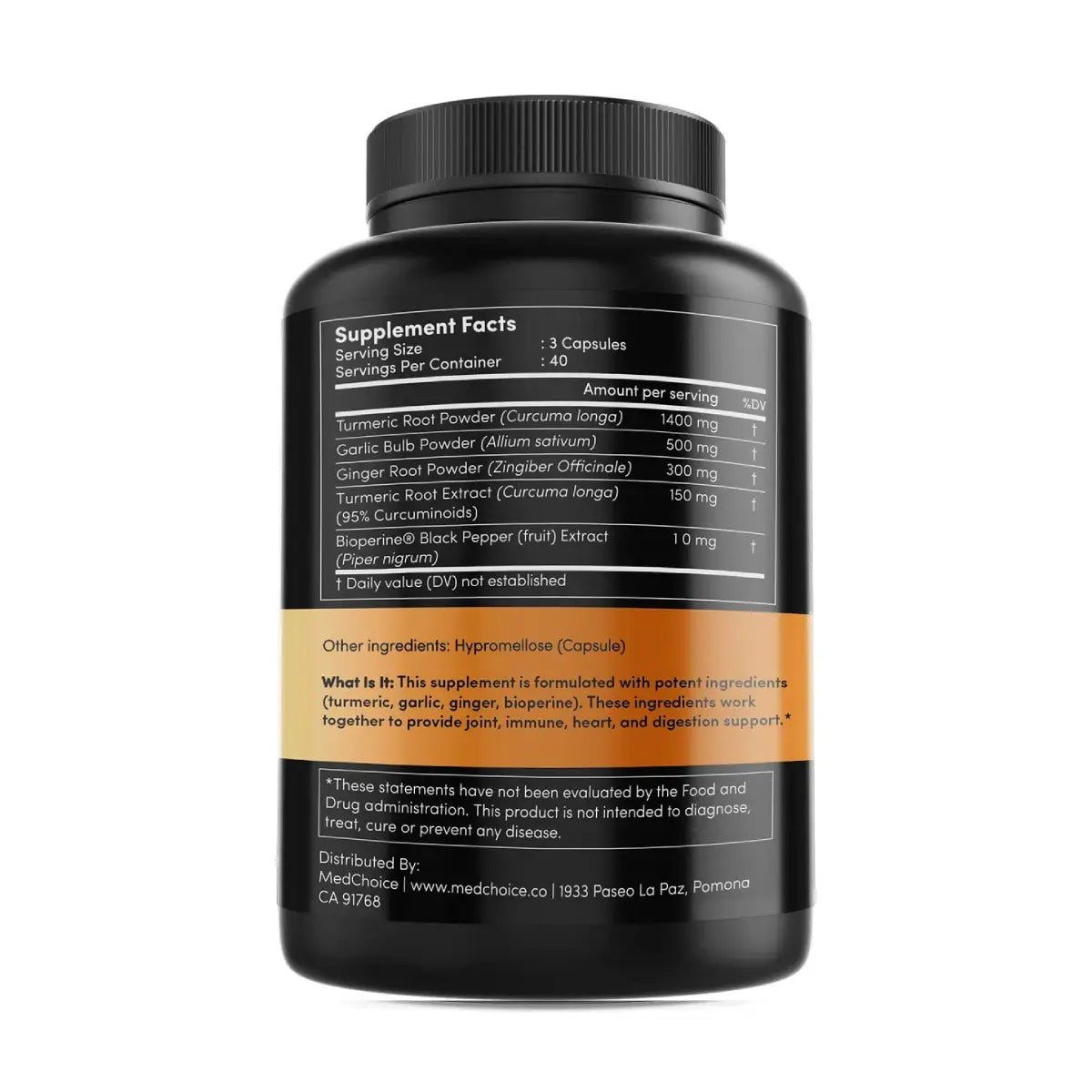 MedChoice® Turmeric Bioperine Garlic Ginger 2360 mg 120 Cápsulas - Hi Vitamins