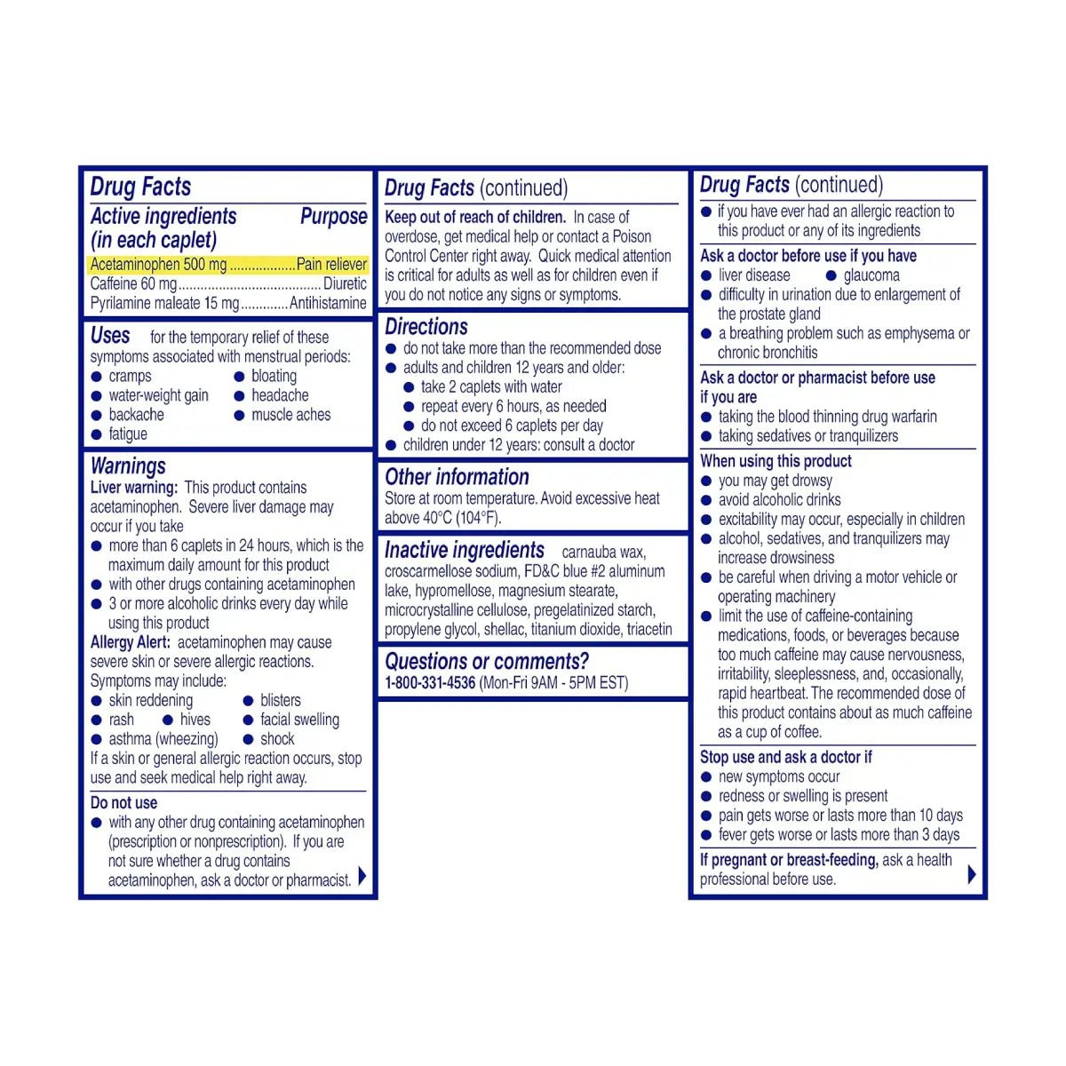 Midol Analgésico de Múltiples Síntomas 40 Comprimidos - Hi Vitamins