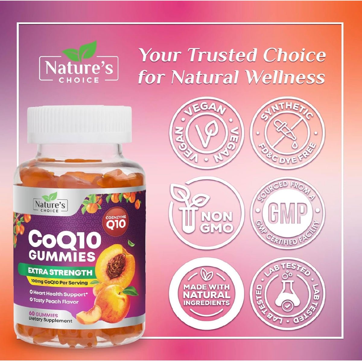 Nature's Choice Coenzima Q10 60 Gomitas Apoyo Energía y Salud del Corazón - Hi Vitamins