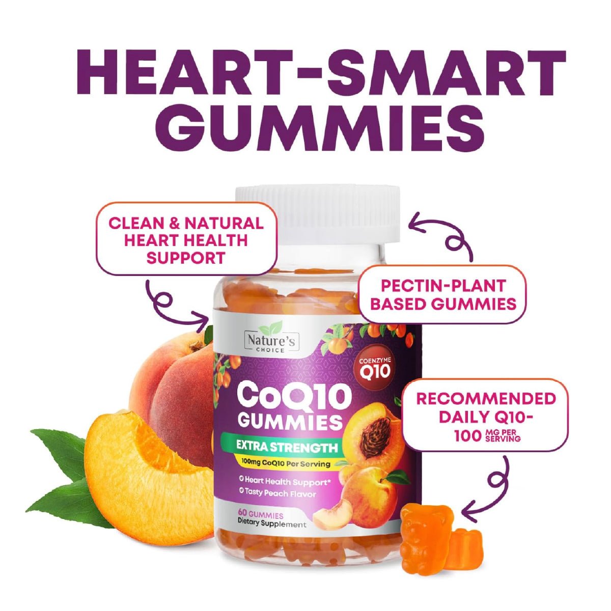 Nature's Choice Coenzima Q10 60 Gomitas Apoyo Energía y Salud del Corazón - Hi Vitamins