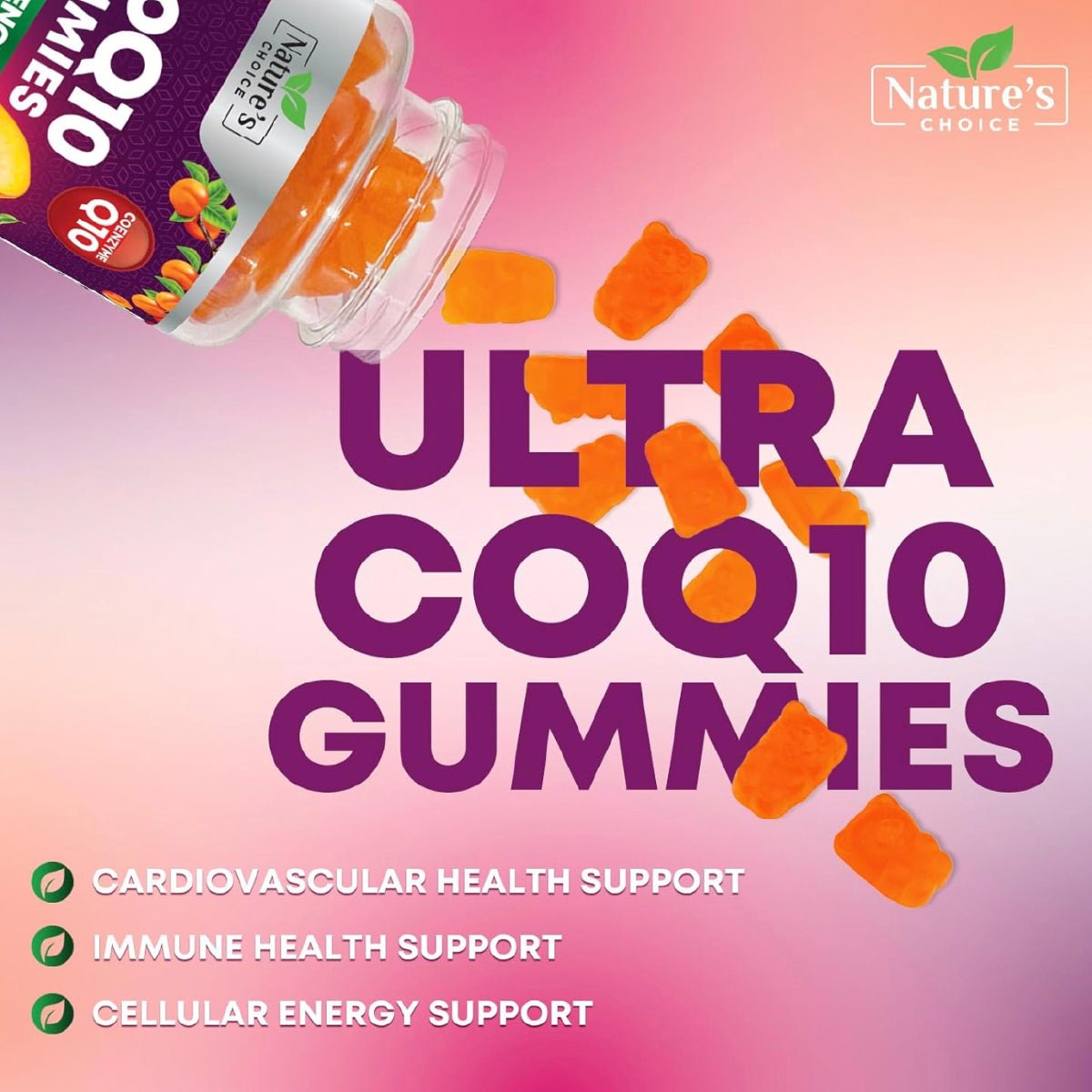 Nature's Choice Coenzima Q10 60 Gomitas Apoyo Energía y Salud del Corazón - Hi Vitamins