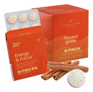 NeuroGum Energy and Focus 6 Pack (54 pieces) Cinnamon Flavor