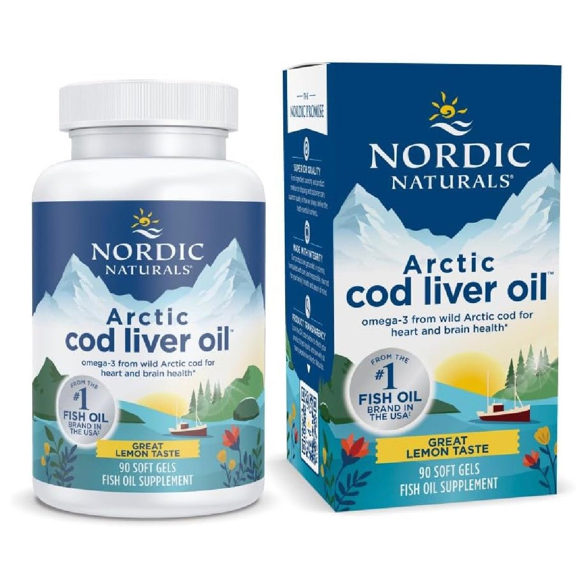Nordic Naturals Aceite de Hígado de Bacalao Ártico Limón 90 Cápsulas Blandas Apoyo Corazón, Cerebro e Inmunidad - Hi Vitamins
