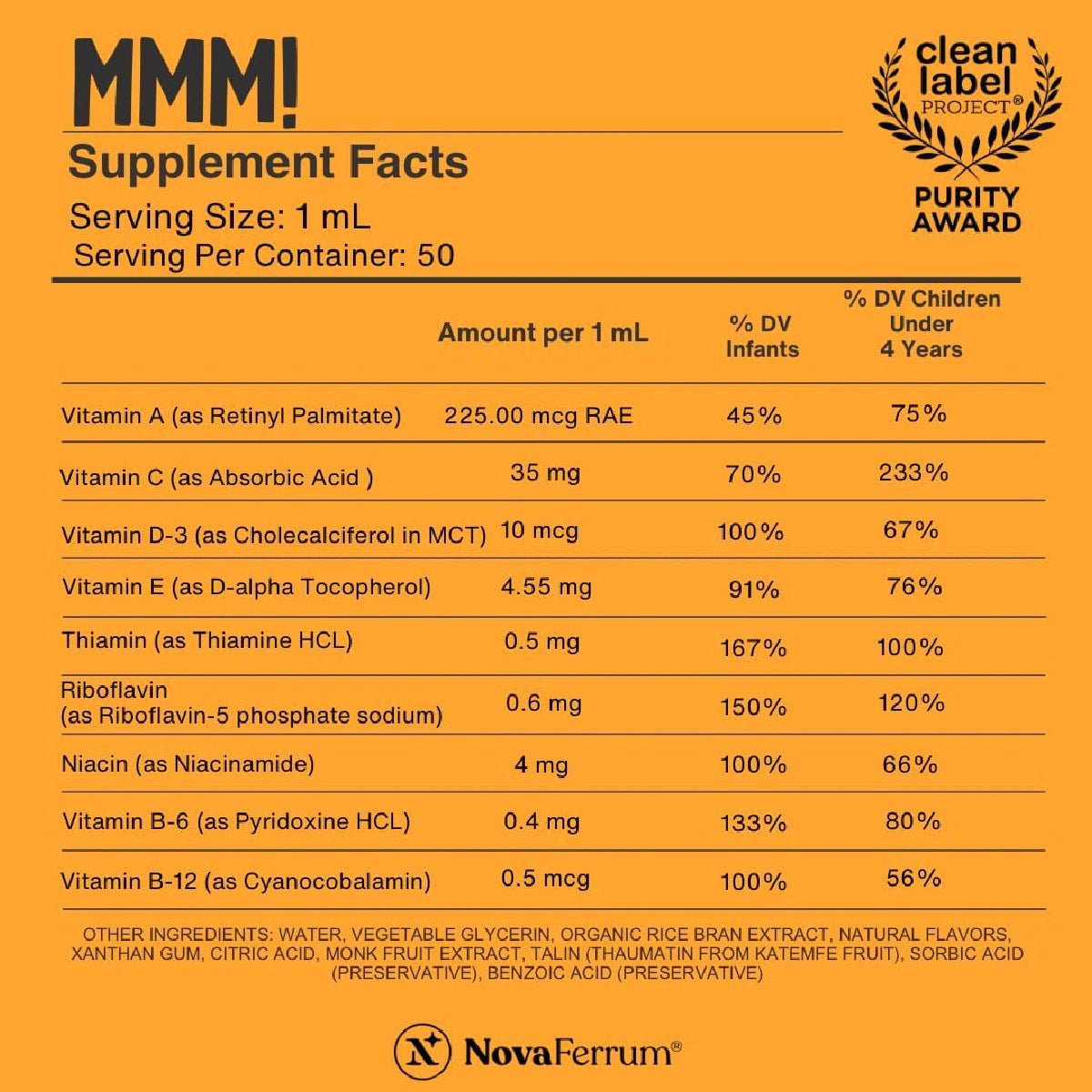 NovaFerrum NovaMV Multivitamínico Pediátrico 50 ml Gotas Apoyo Nutricional para Bebés y Niños - Hi Vitamins
