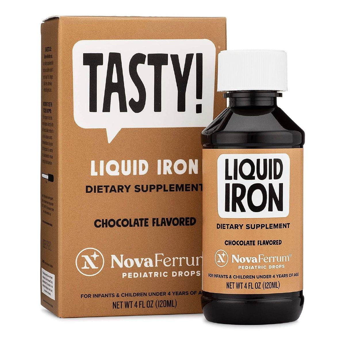 NovaFerrum Hierro Líquido Pediátrico 120 ml Gotas Sabor Chocolate Apoyo Nutricional Infantil - Hi Vitamins