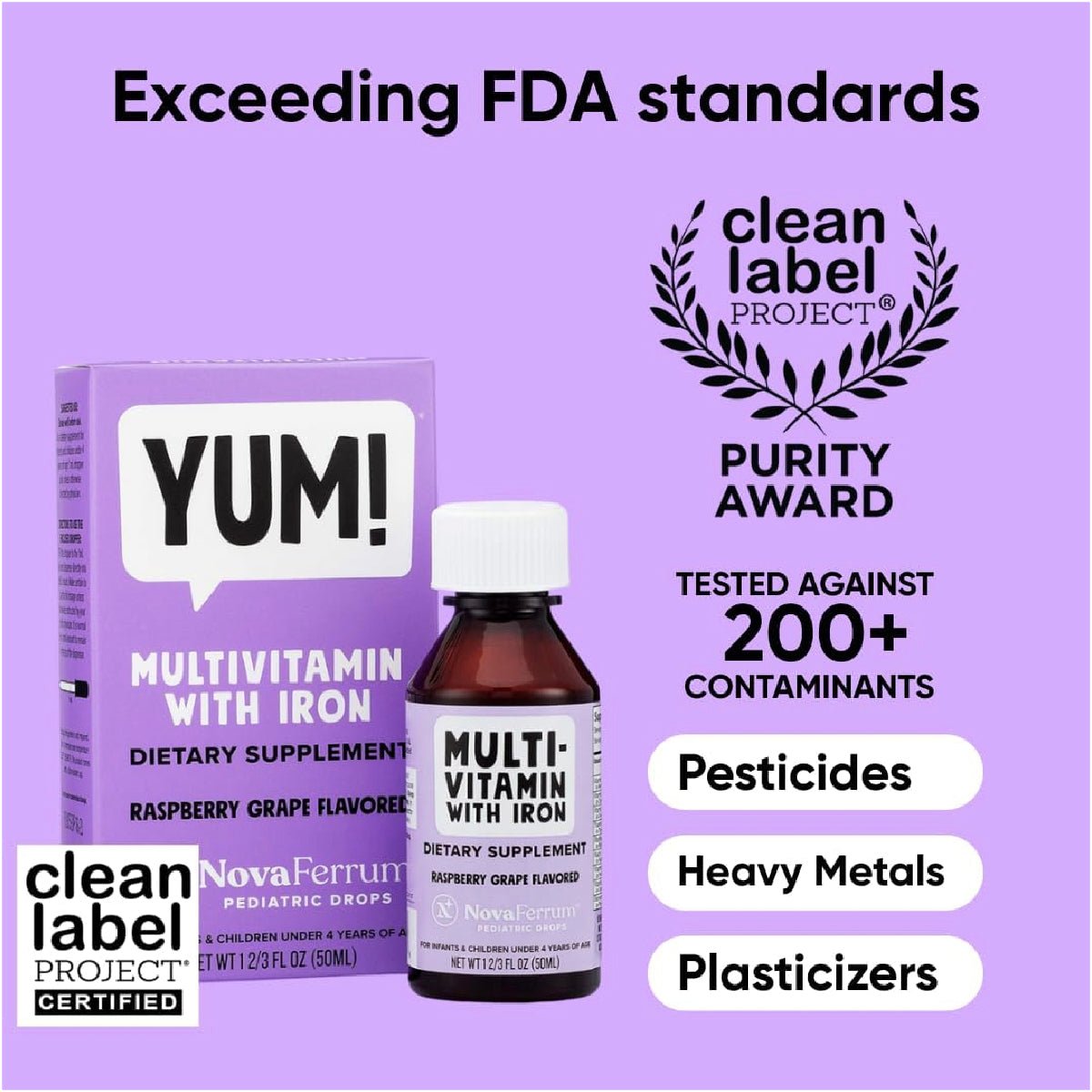 NovaFerrum Multivitamínico con Hierro 50 ml Gotas Pediátricas Apoyo Nutricional para Bebés y Niños - Hi Vitamins