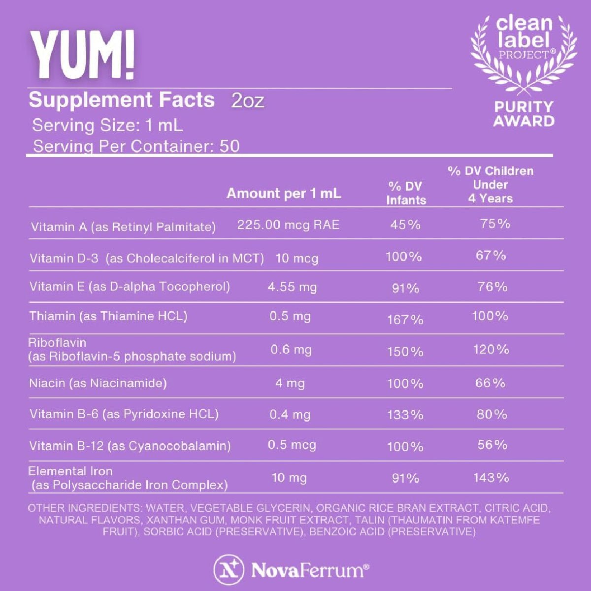 NovaFerrum Multivitamínico con Hierro 50 ml Gotas Pediátricas Apoyo Nutricional para Bebés y Niños - Hi Vitamins