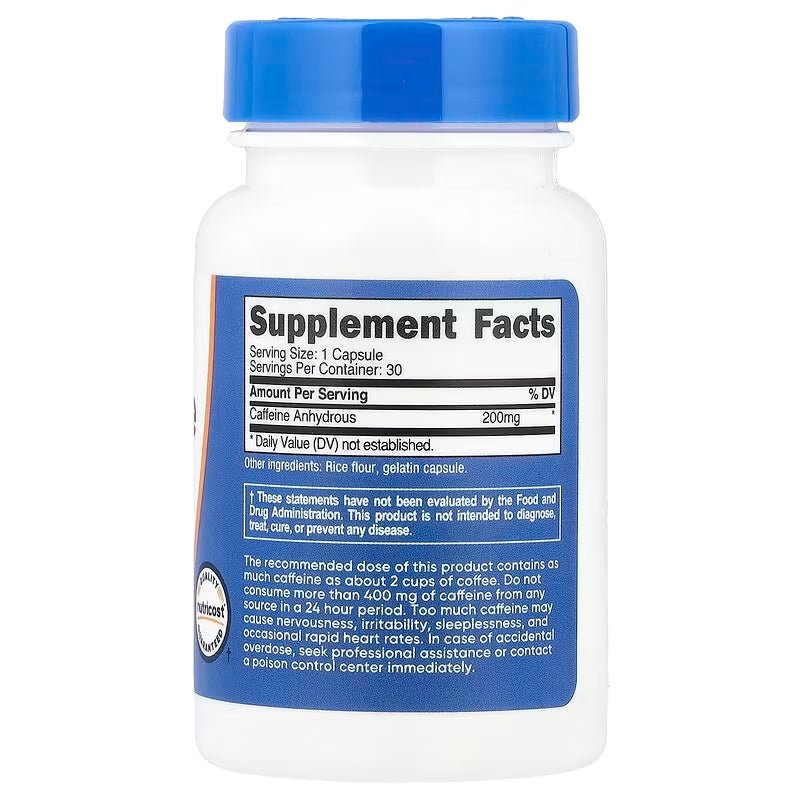 Nutricost Cafeína 200 Mg 30 Cápsulas - Hi Vitamins