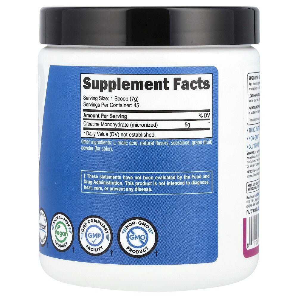 Nutricost Monohidrato de Creatina 45 Servings 300g Sabor Uva - Hi Vitamins