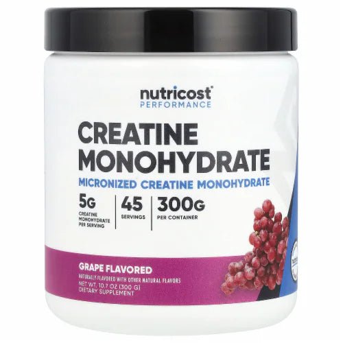 Nutricost Monohidrato de Creatina 45 Servings 300g Sabor Uva - Hi Vitamins