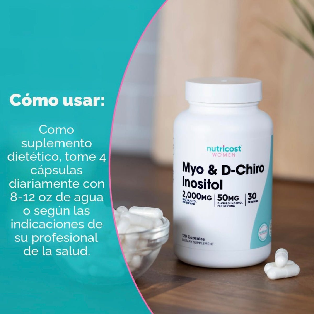 Nutricost Myo D - Chiro Inositol Women 120 Cápsulas Balance Hormonal y Salud Femenina - Hi Vitamins