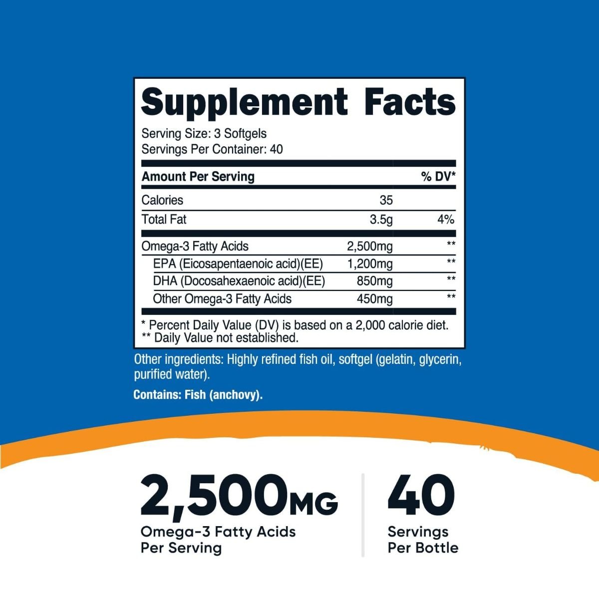 Nutricost Omega 3 (450/300) (1,250 Mg) (120 Softgels) - Hi Vitamins