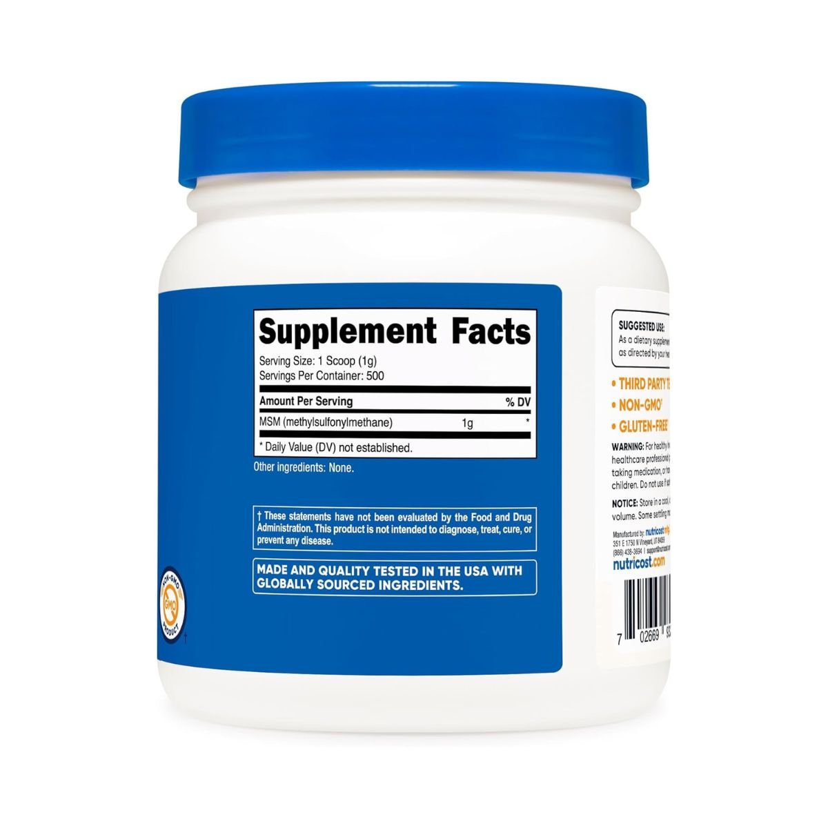 Nutricost MSM 500gr - Hi Vitamins