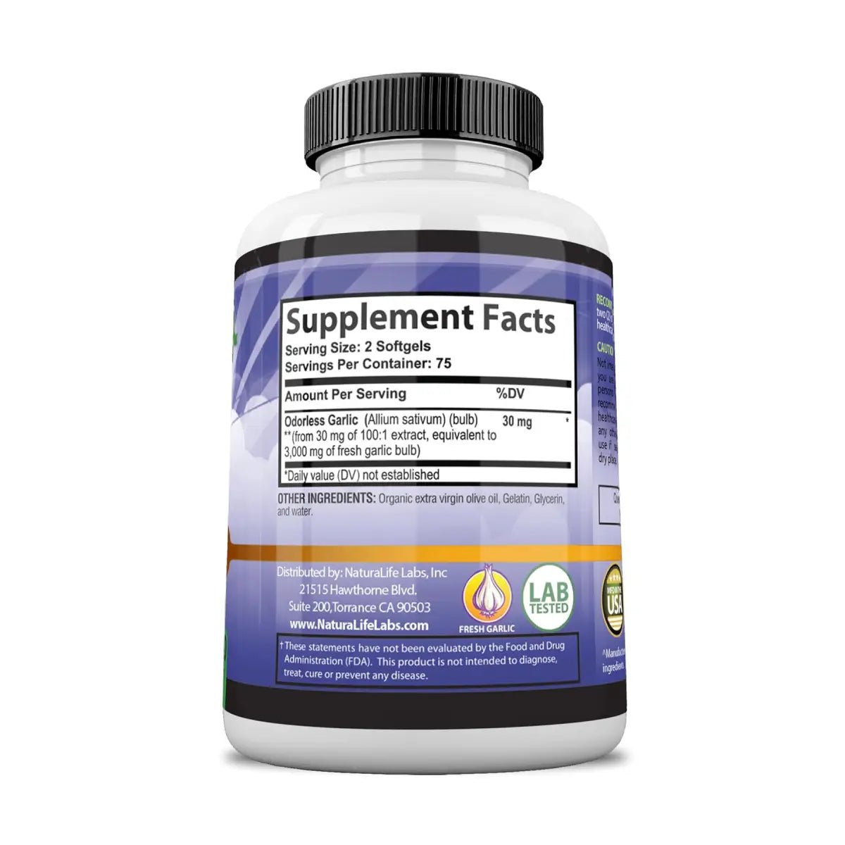 NaturaLife Labs Ajo puro sin olor 1500 mg 150 softgels - Hi Vitamins