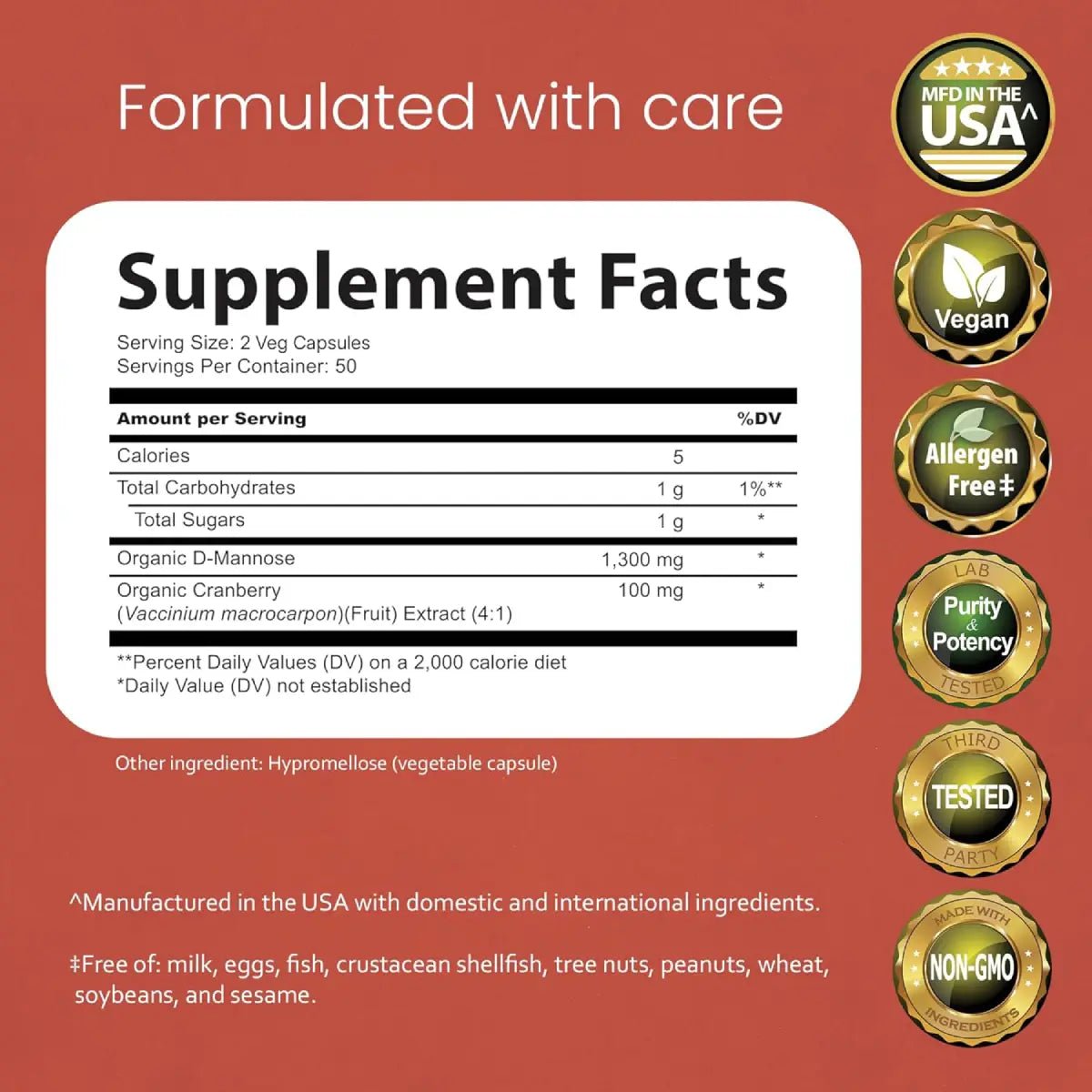 NaturaLife Labs D - Mannose 1,300 Mg 100 Cápsulas - Hi Vitamins