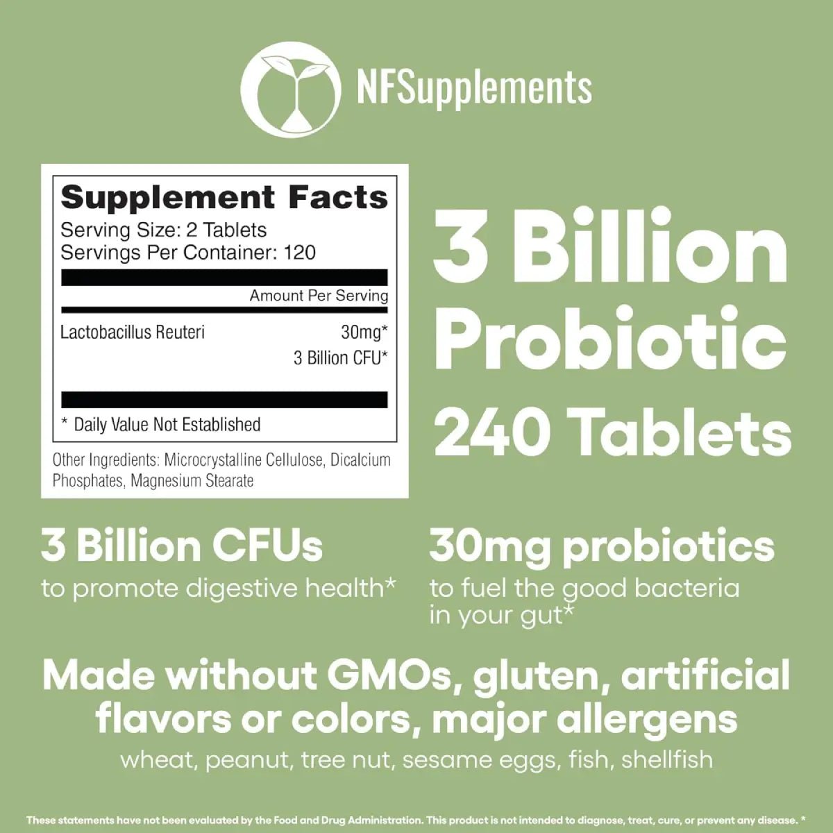 Natural Foundation Supplements Suplemento Probiótico 3 billones de UFC 240 tabletas - Hi Vitamins