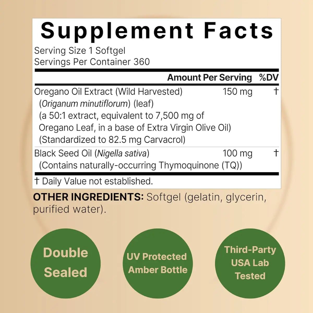 NatureBell® Aceite de Orégano con Aceite de Semilla Negra 360 Softgels - Hi Vitamins