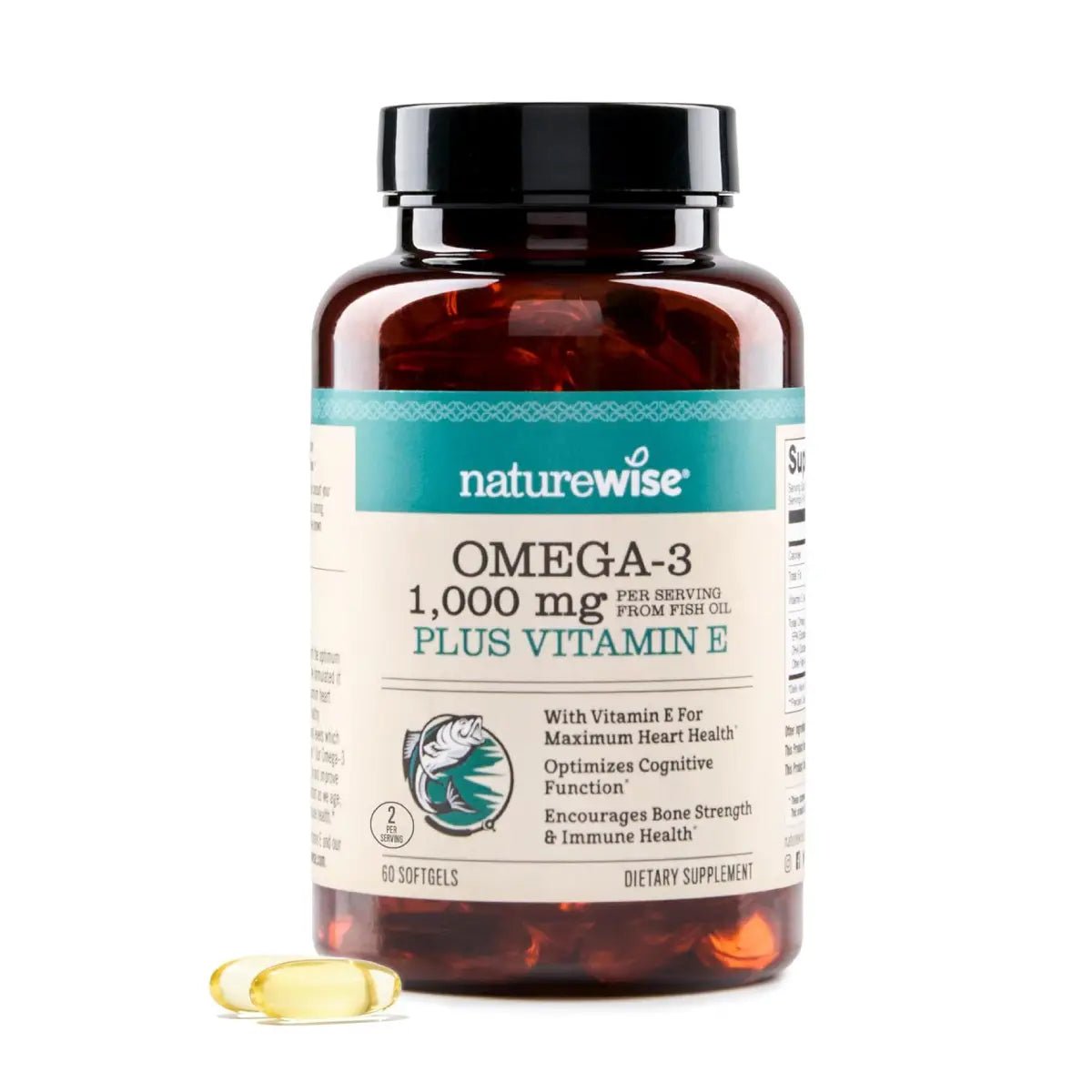 NatureWise Omega - 3 1000 mg + Vitamina E 60 Cápsulas - Hi Vitamins