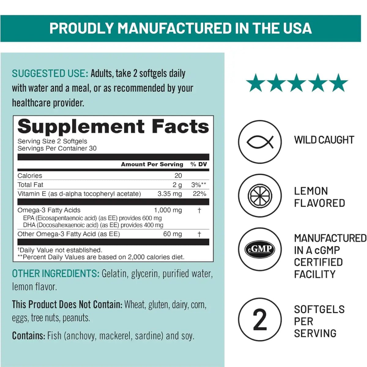 NatureWise Omega - 3 1000 mg + Vitamina E 60 Cápsulas - Hi Vitamins
