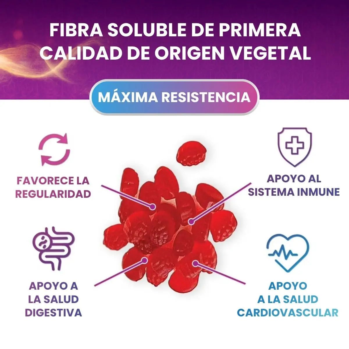 Nature's Nutrition Fibra Prebiotica 4g por Porción 60 Gomitas sabor Fresa - Hi Vitamins