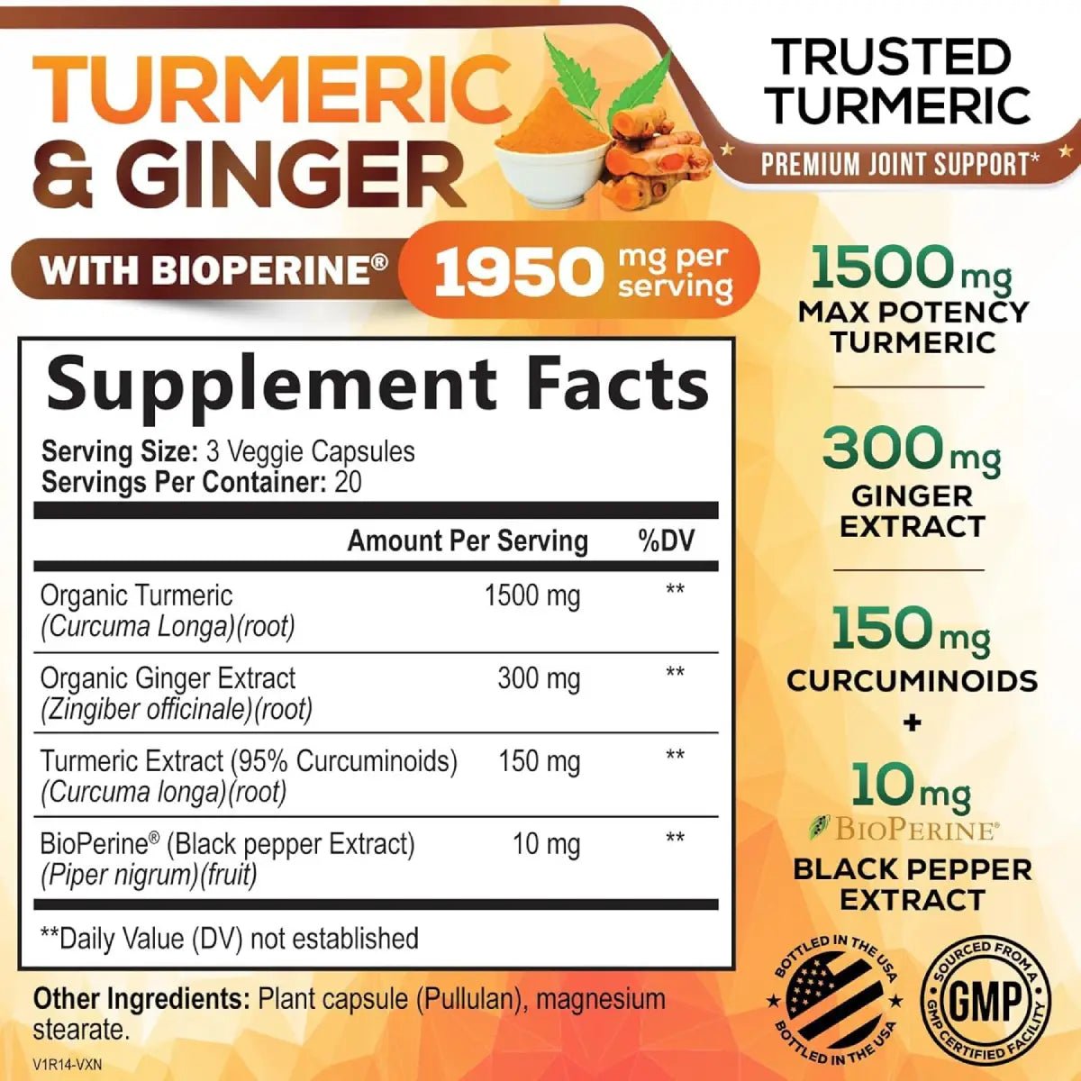 Nature's Nutrition Turmeric Curcumin 1950 Mg 60 Cápsulas - Hi Vitamins
