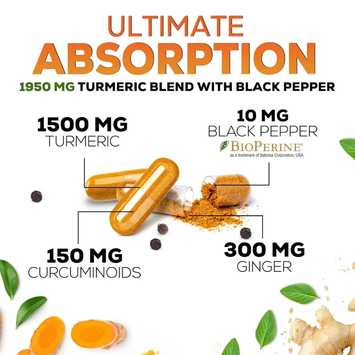 Nature's Nutrition Turmeric Curcumin 1950 Mg 60 Cápsulas - Hi Vitamins