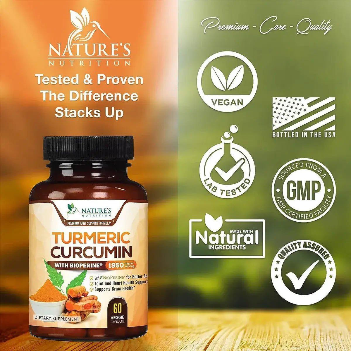 Nature's Nutrition Turmeric Curcumin 1950 Mg 60 Cápsulas - Hi Vitamins