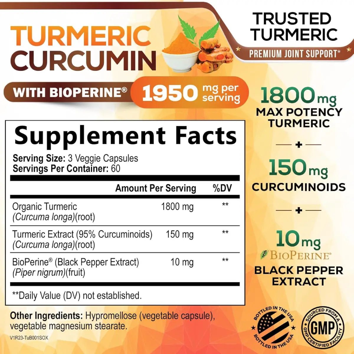Nature's Nutrition Turmeric Curcumin 1950mg 180 Cápsulas - Hi Vitamins