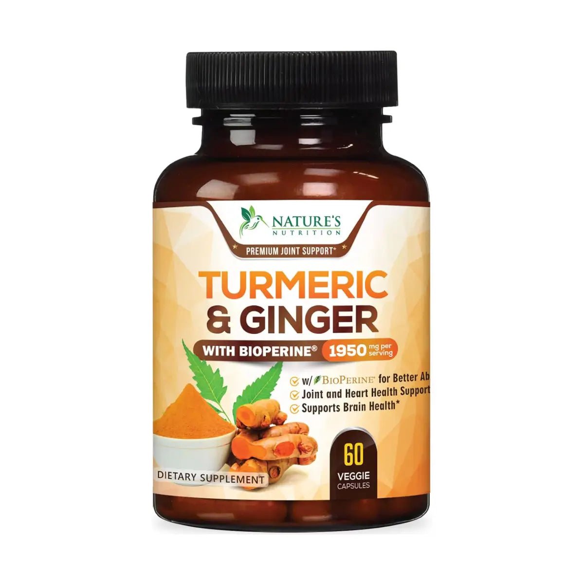 Nature's Nutrition Turmeric & Ginger 60 Cápsulas - Hi Vitamins