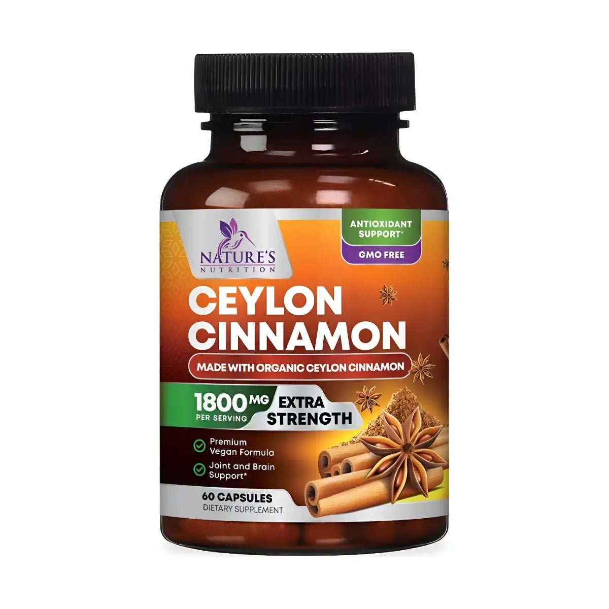 Natures Nutrition Canela de Ceilán 60 Cápsulas - Hi Vitamins