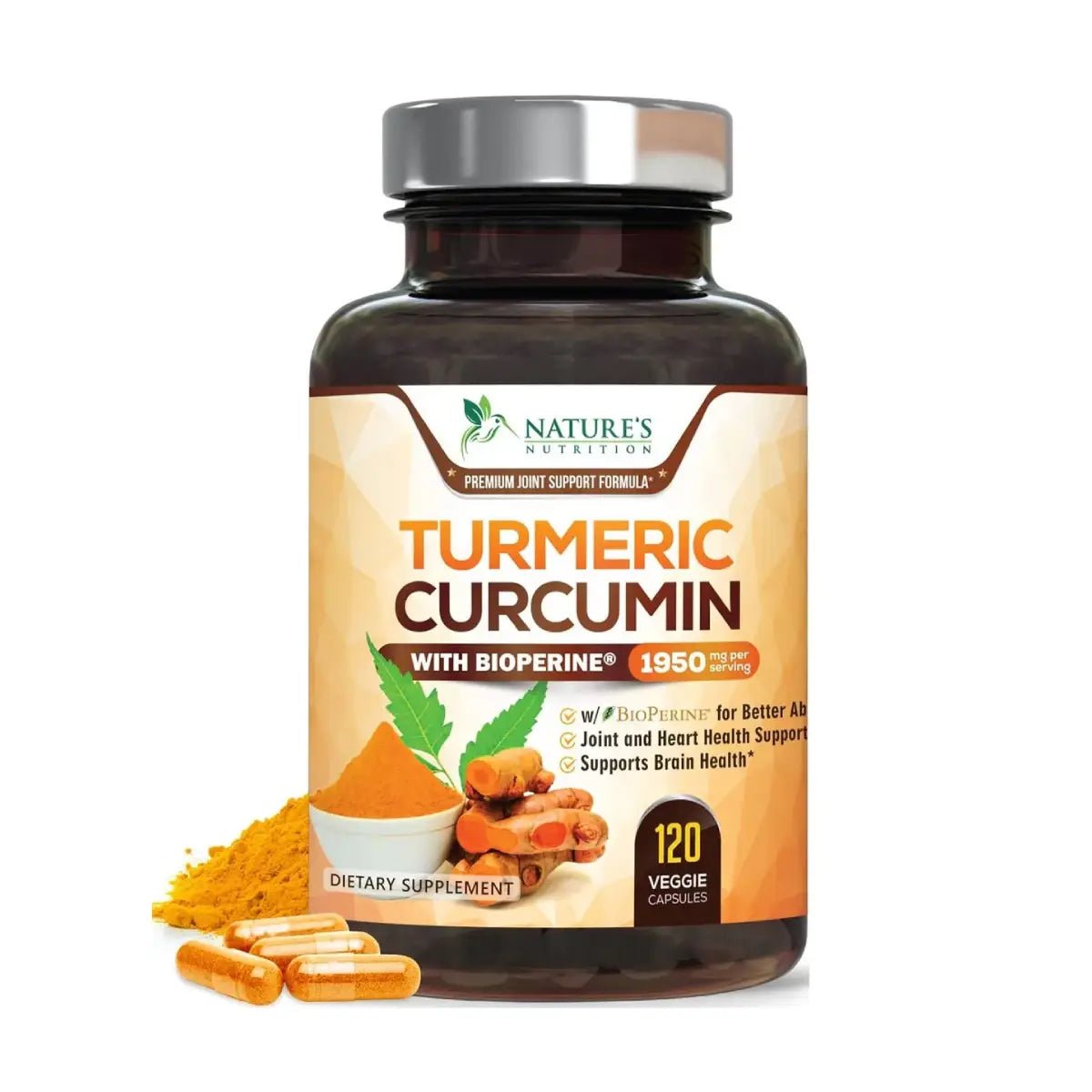 Natures Nutrition Cúrcuma y Jengibre 1950 Mg 120 Cápsulas - Hi Vitamins