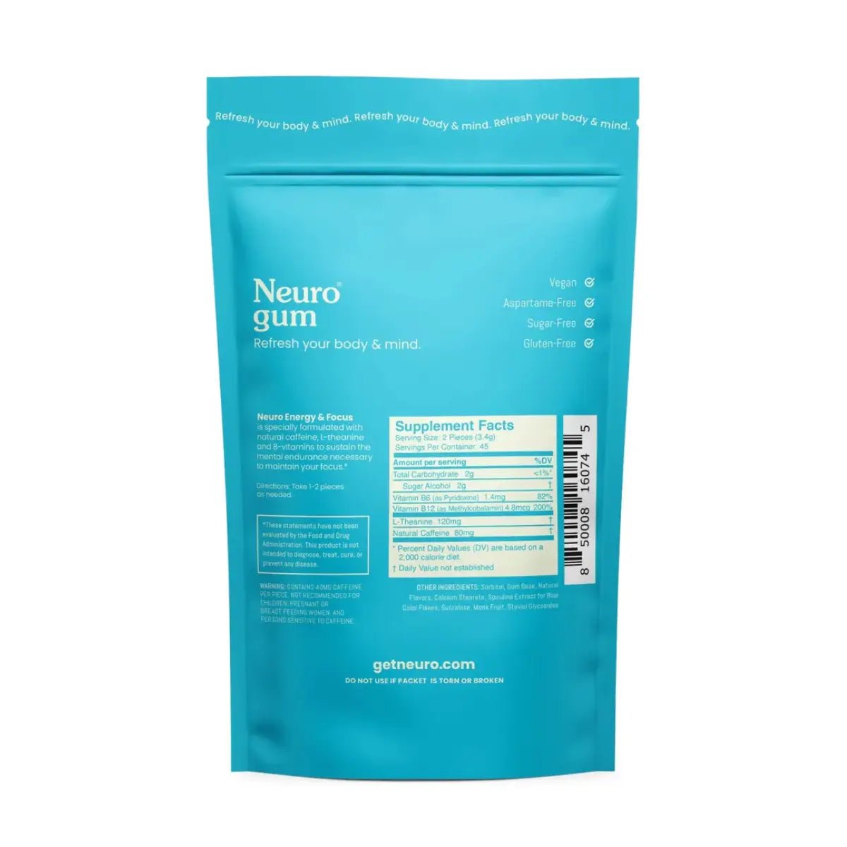 NeuroGum® Energía y Concentración 90 Masticables de Menta - Hi Vitamins