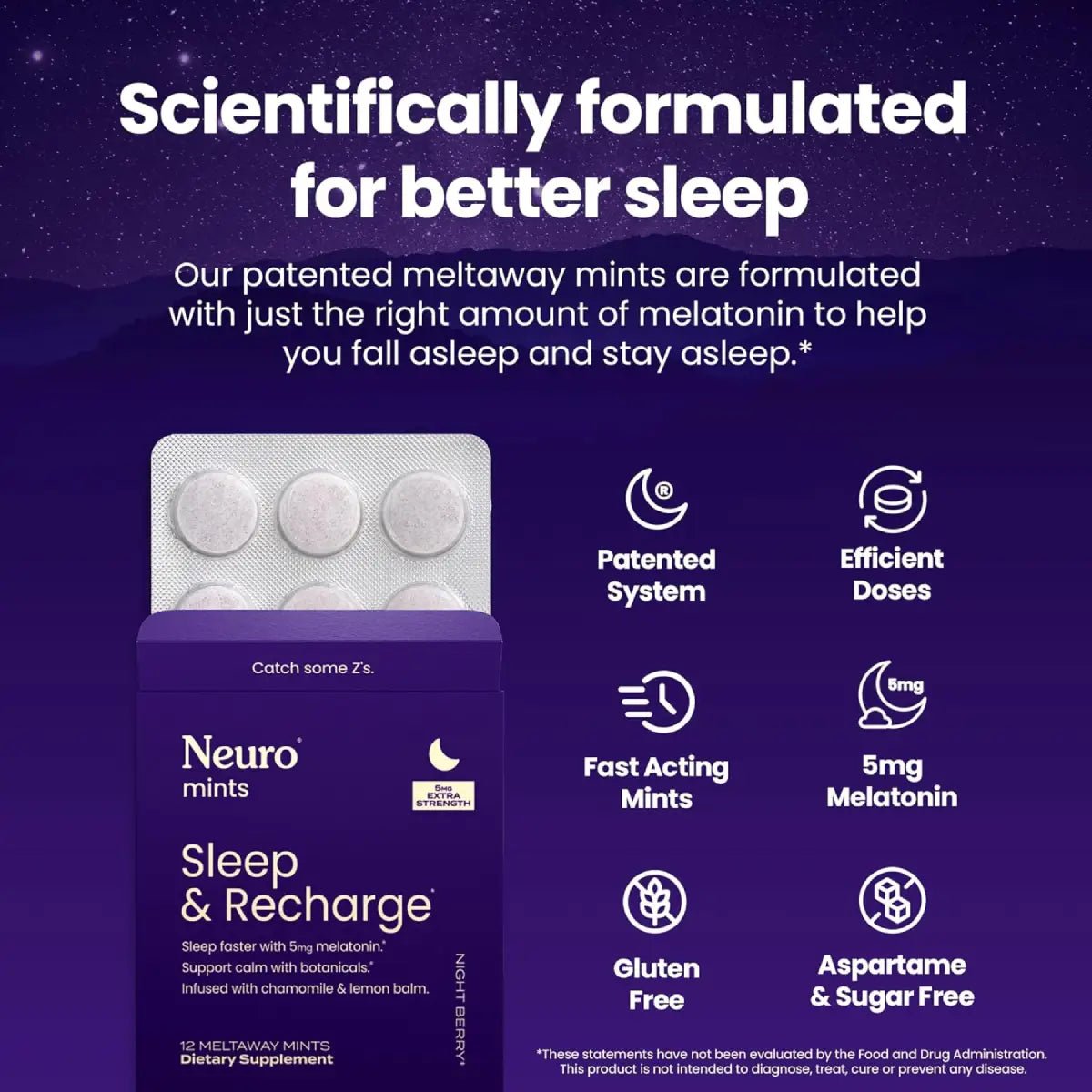 Neuro Mints Sleep & Recharge 5mg Melatonina 12 Count - Hi Vitamins