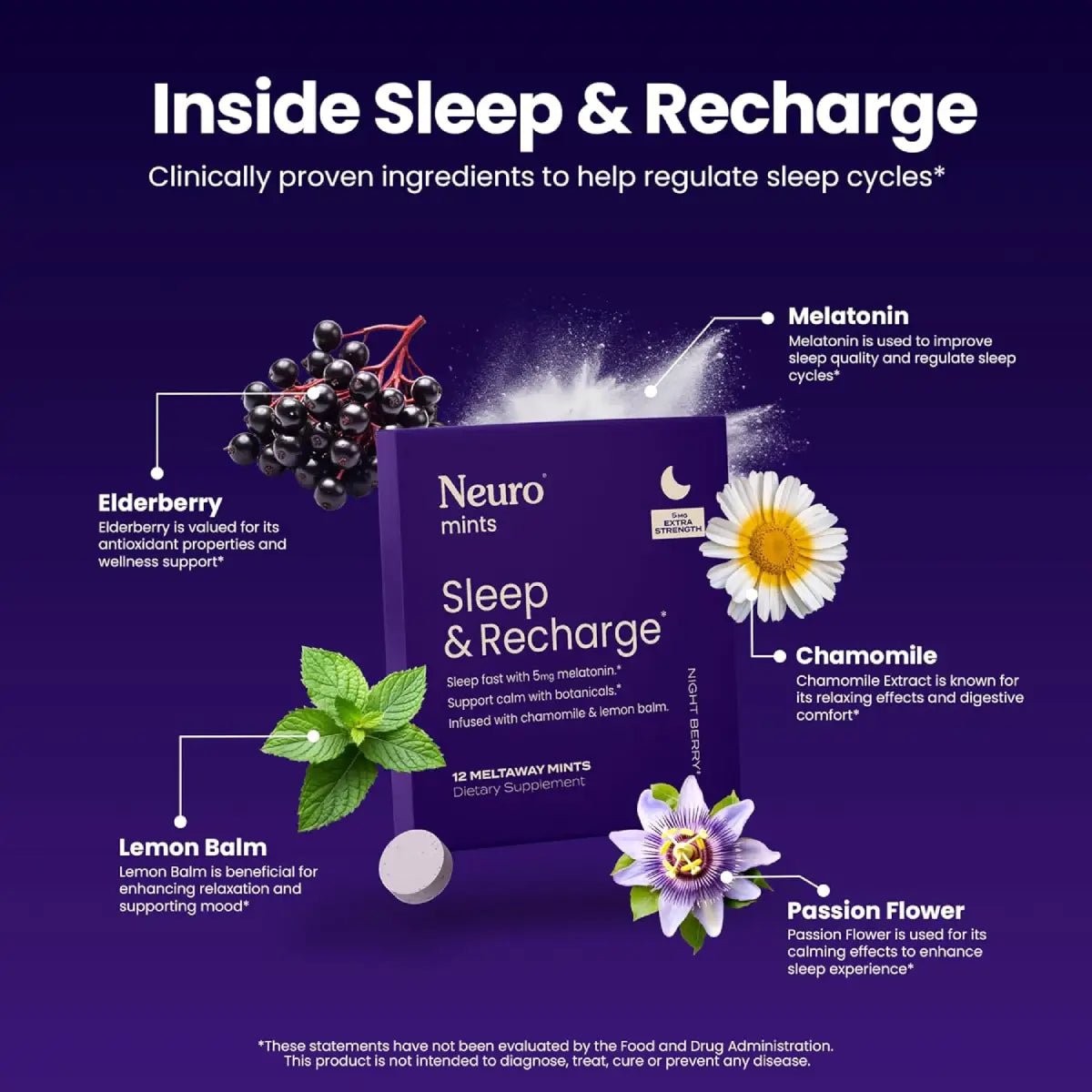Neuro Mints Sleep & Recharge 5mg Melatonina 12 Count - Hi Vitamins
