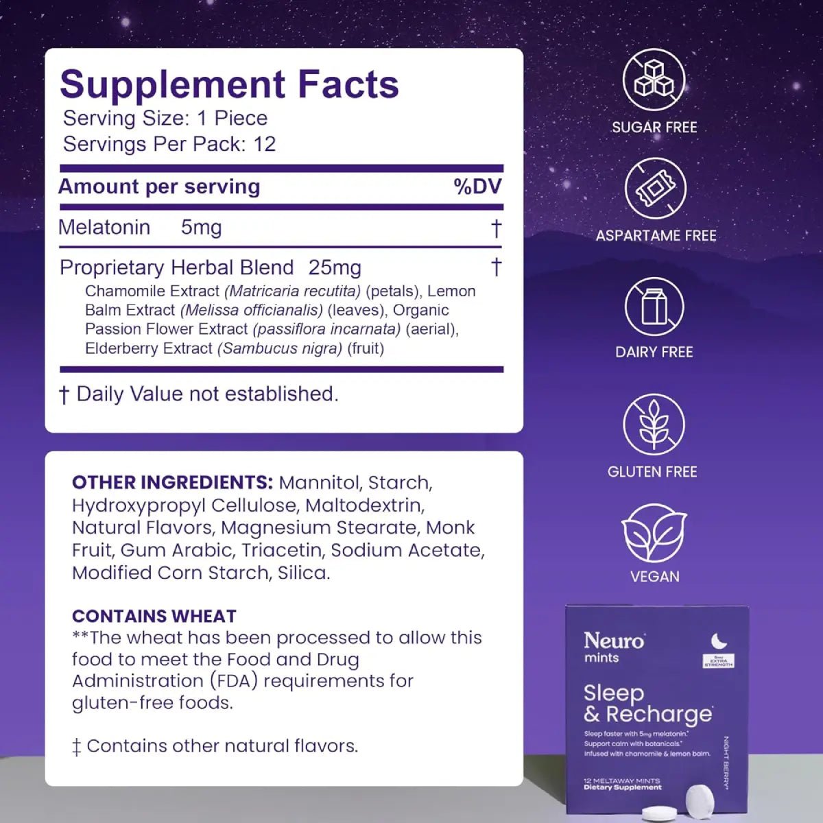 Neuro Mints Sleep & Recharge 5mg Melatonina 12 Count - Hi Vitamins